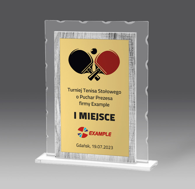 statuetka uniwersalna z&nbsp;grawerem, szk�o i&nbsp;drewno, h.19 (produkt niedost�pny) puchary statuetki medale