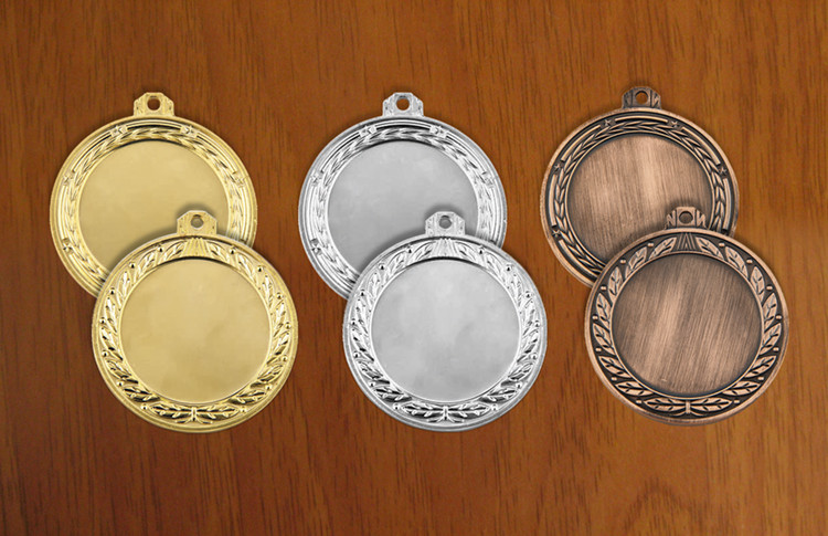 medal 70mm na wklejkę 50mm, brązowy puchary statuetki medale