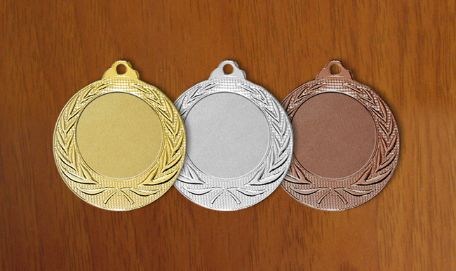 medal 40mm na wklejkę 25mm, brązowy puchary statuetki medale