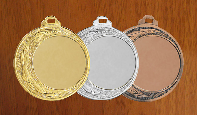 medal 70mm na wklejk 50mm, brzowy puchary statuetki medale