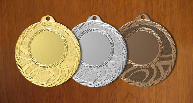 medal 50mm na wklejkę 25mm, brązowy puchary statuetki medale