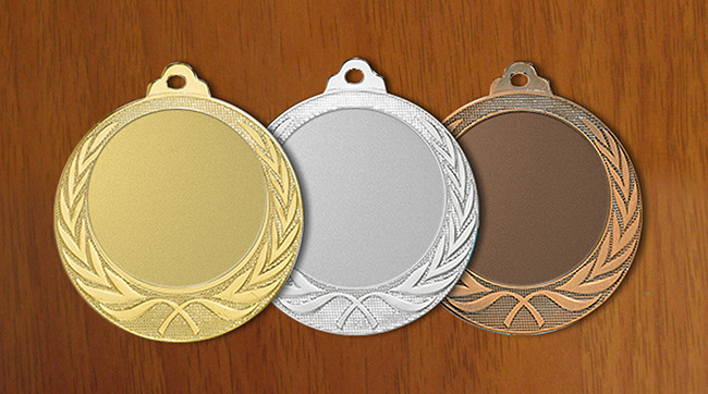 medal 70mm na wklejkę 50mm, brązowy puchary statuetki medale