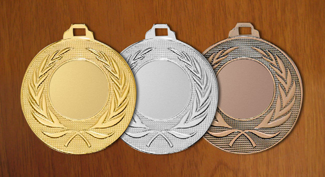 medal 50mm na wklejkę 25mm, brązowy puchary statuetki medale