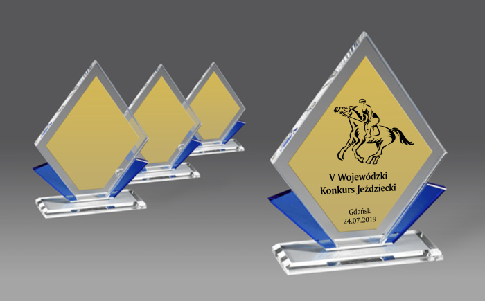 statuetka szklana, uniwersalna, h.24 (produkt niedostępny) (stara kolekcja) puchary statuetki medale